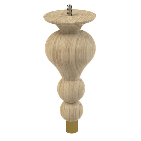 Designs Of Distinction 9" Tipt Toe Bun Foot with bolt and 1" Satin Brass Ferrule - White Oak 01242009WKSB6 - main